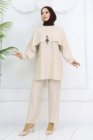 Collar Detailed Necklace Hijab Suit