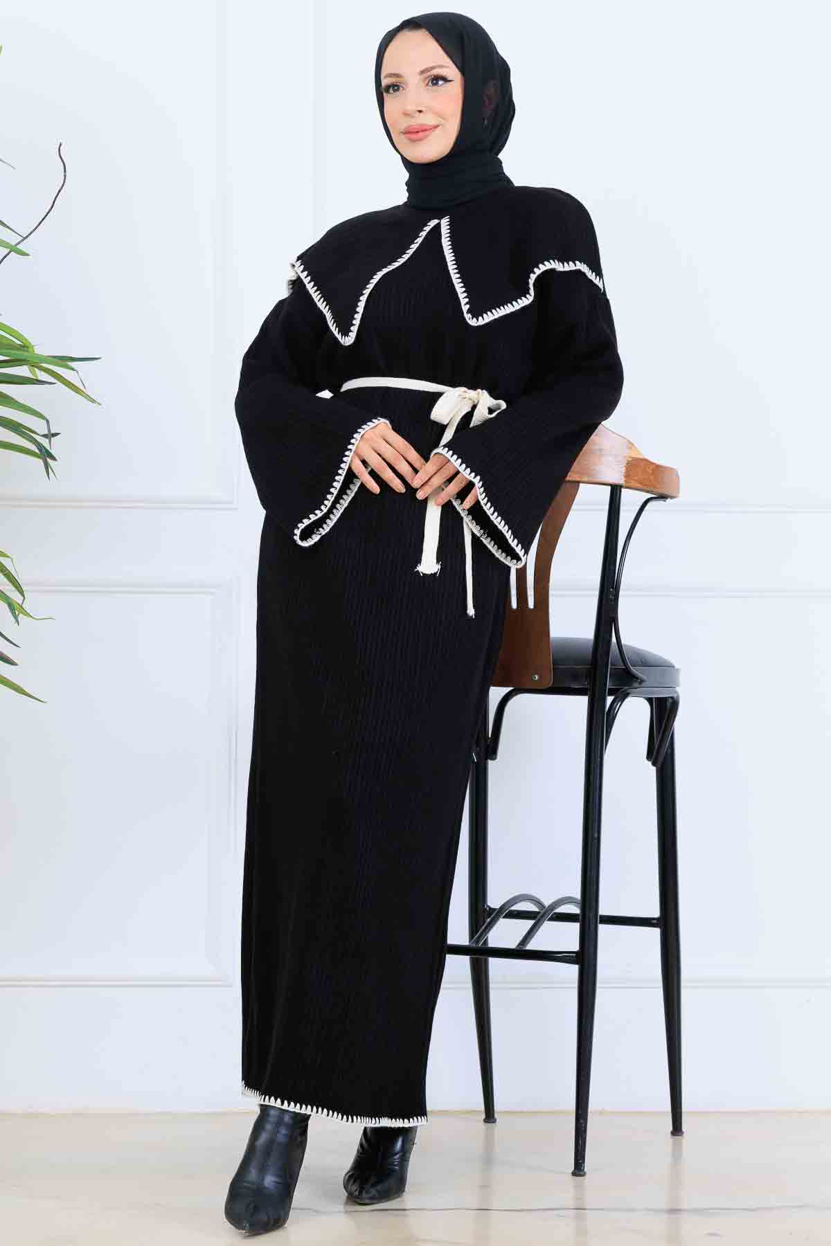 Collar Detailed Knit Dress