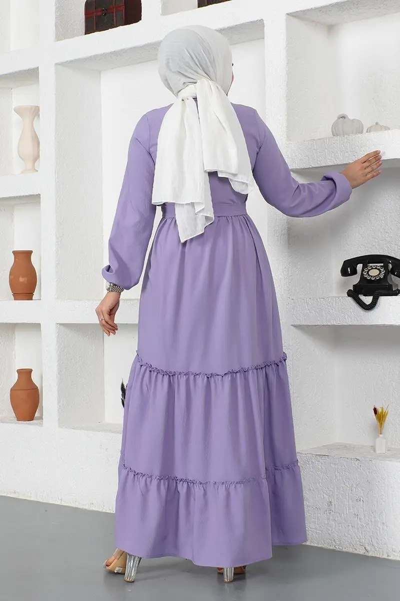 Yakası Bağcıklı Patlı Elbise-detail