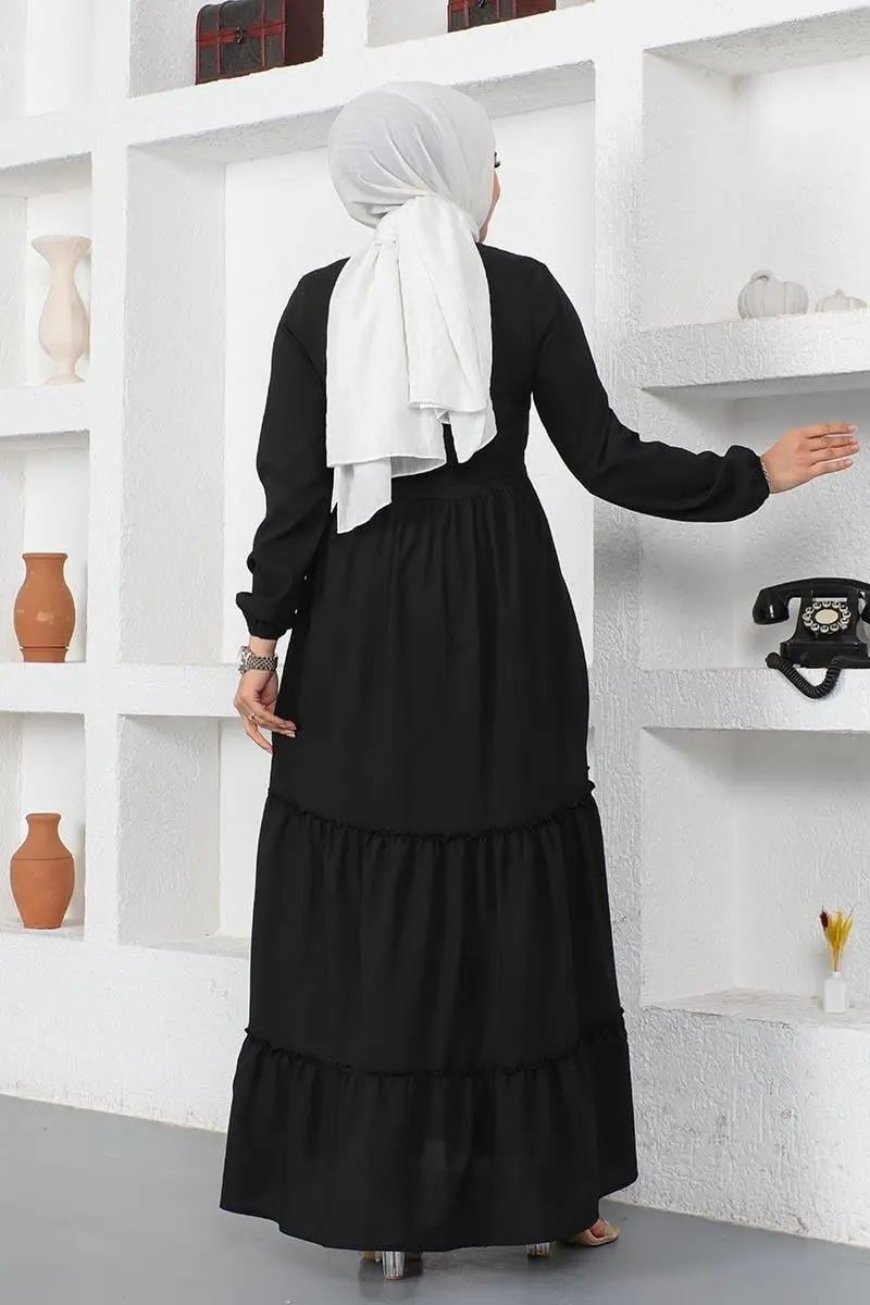 Yakası Bağcıklı Patlı Elbise-detail