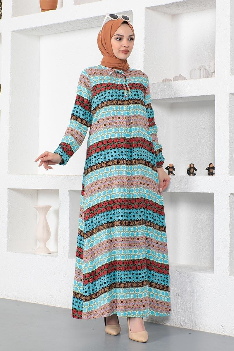 Viscose Dress With Lace Collar