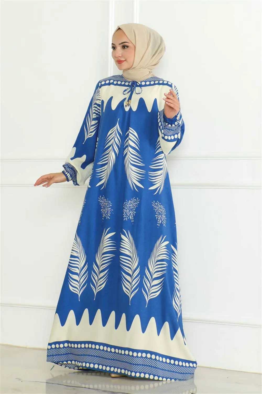 Yakası Bağlamalı Viskon Elbise-detail