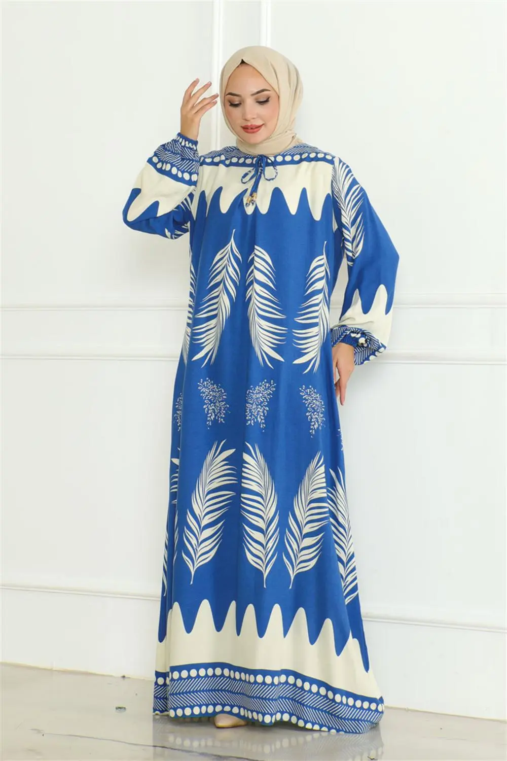 Yakası Bağlamalı Viskon Elbise-detail