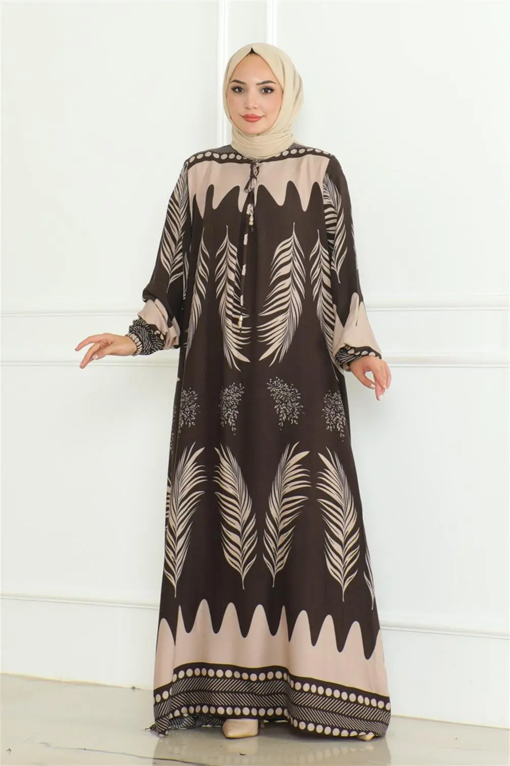 Yakası Bağlamalı Viskon Elbise-detail