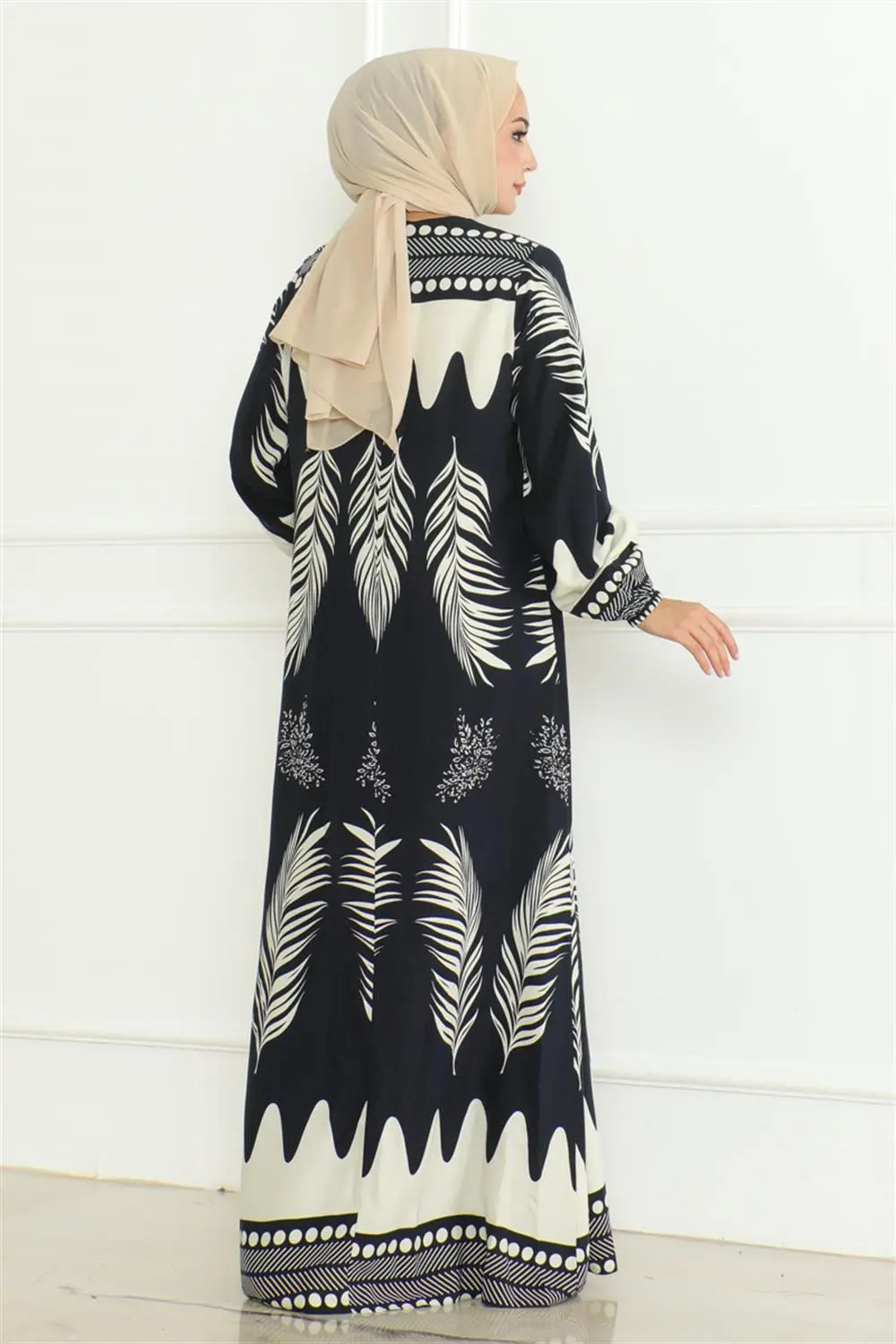 Yakası Bağlamalı Viskon Elbise-detail