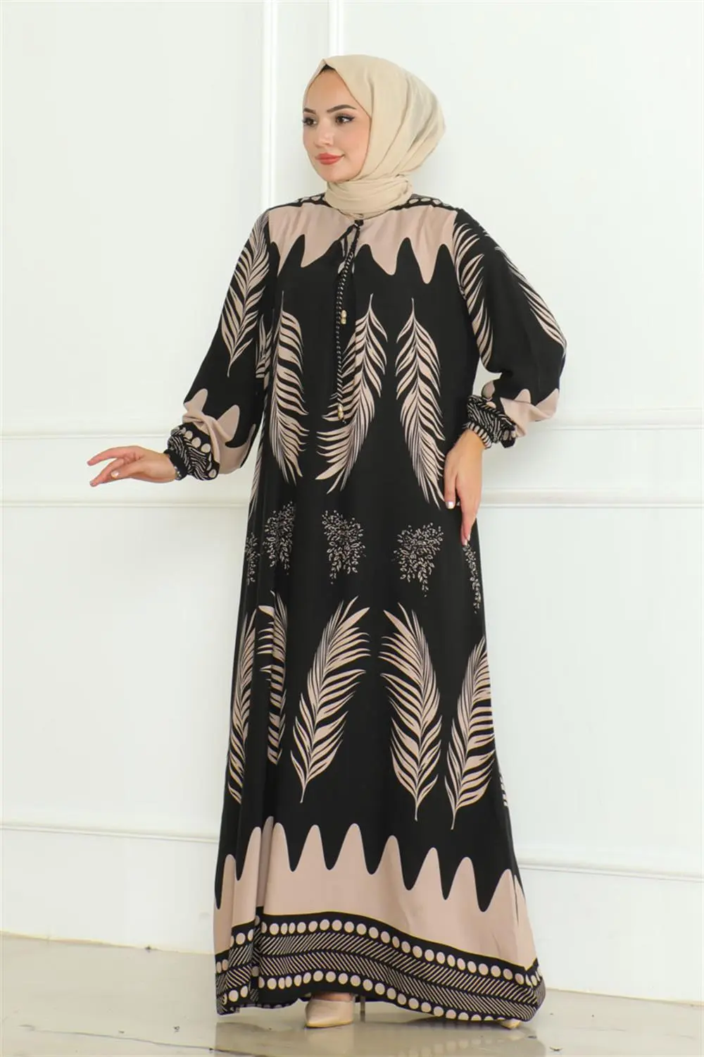 Yakası Bağlamalı Viskon Elbise-detail