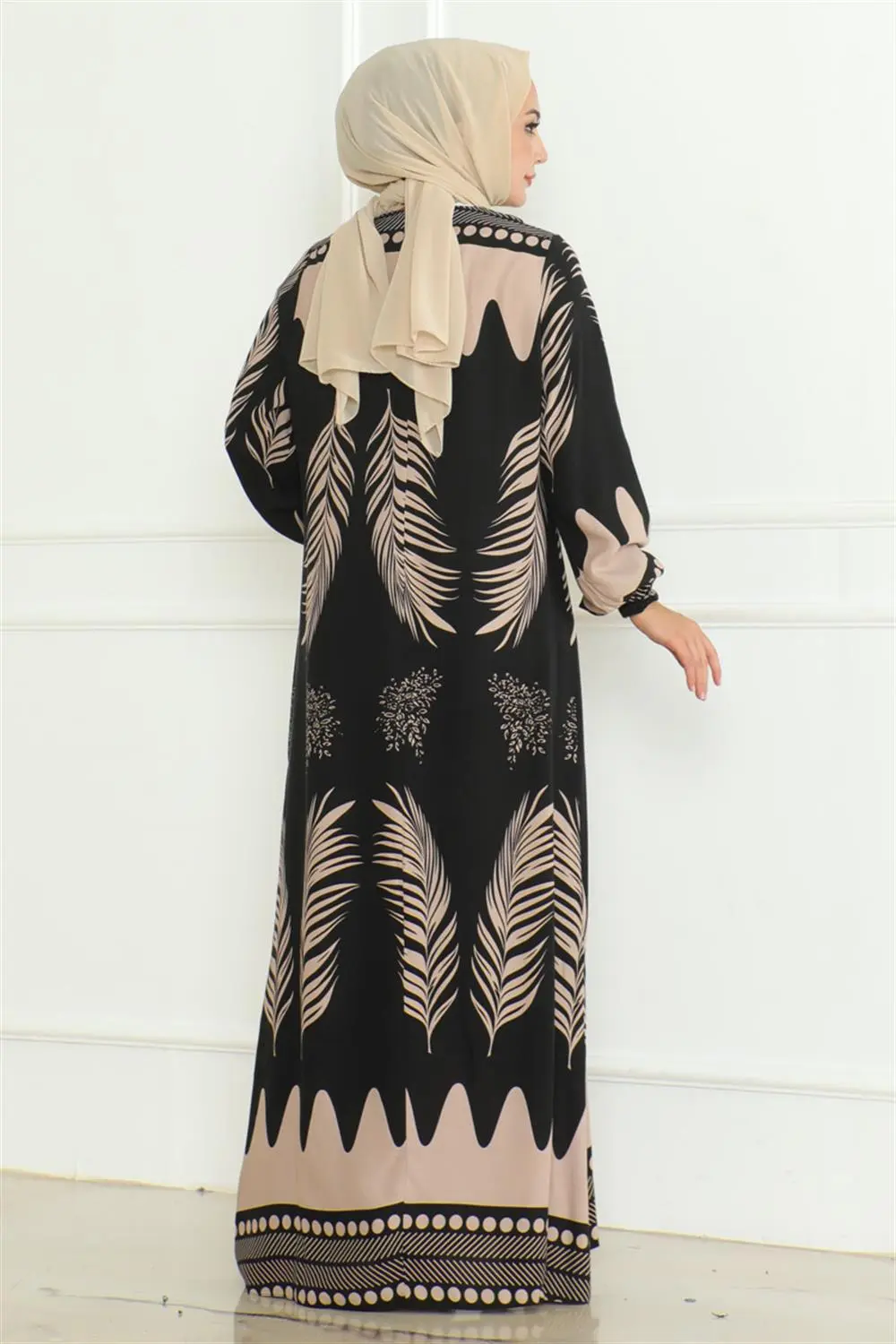 Yakası Bağlamalı Viskon Elbise-detail