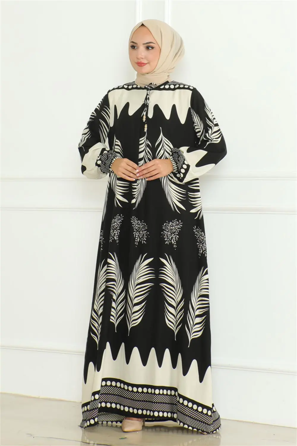 Yakası Bağlamalı Viskon Elbise-detail