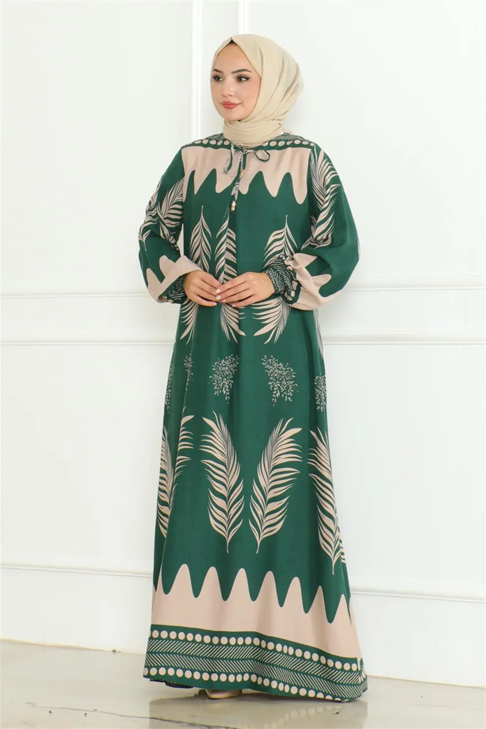 Yakası Bağlamalı Viskon Elbise-detail