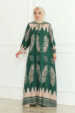 Yakası Bağlamalı Viskon Elbise