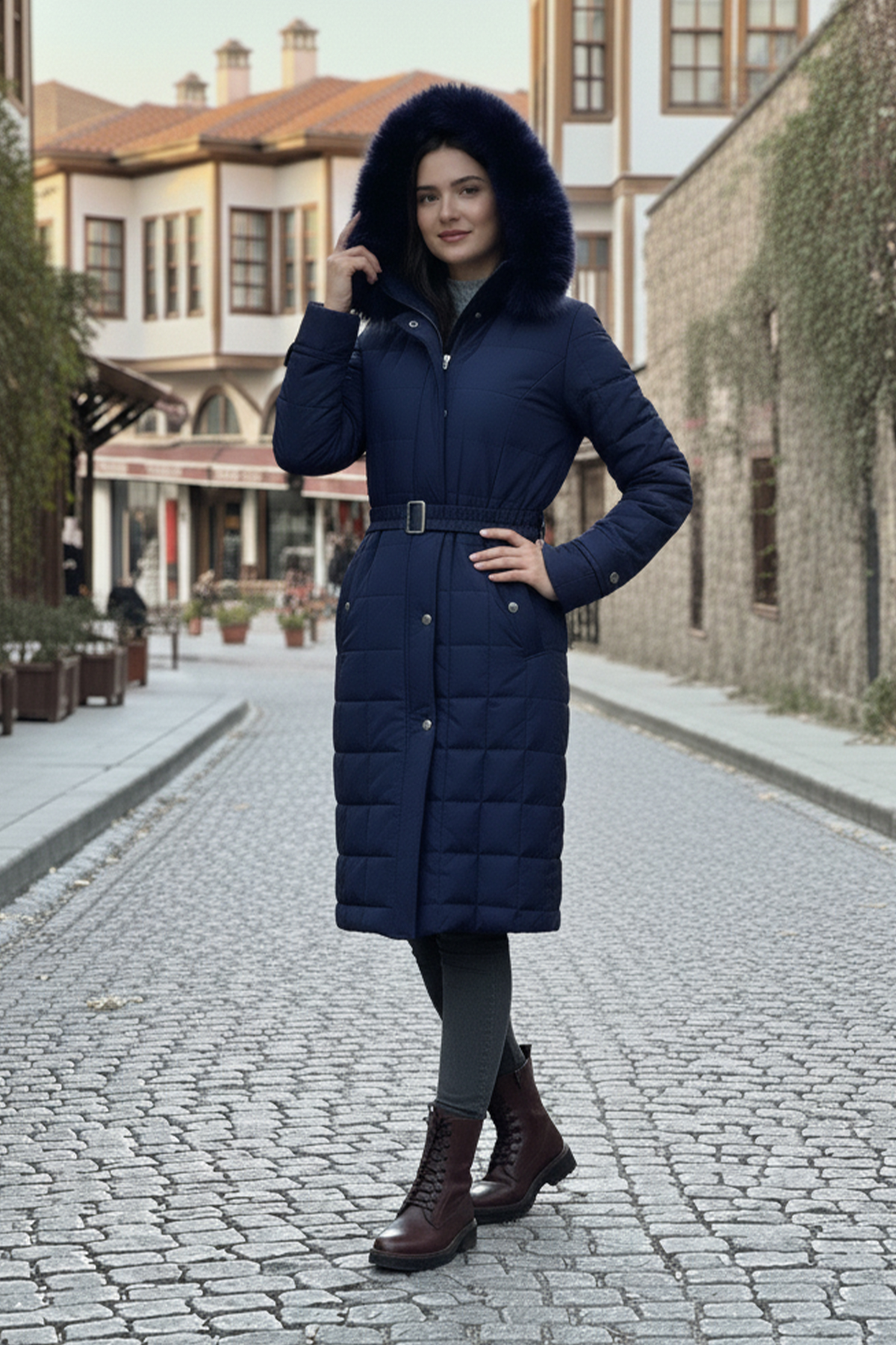 Yakası Kürklü Kapitone Mont