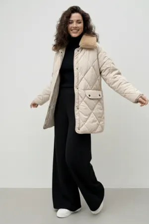 Yakası Kürklü Kapitone Mont