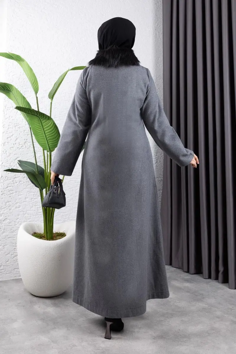 Yakası Kürklü Kaşe Kaban-detail