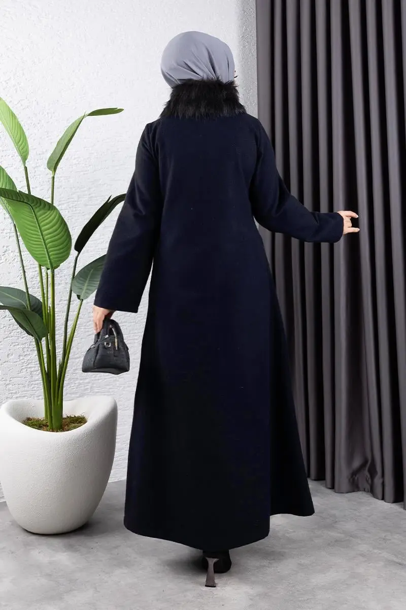 Fur Collared Cashmere Coat-detail