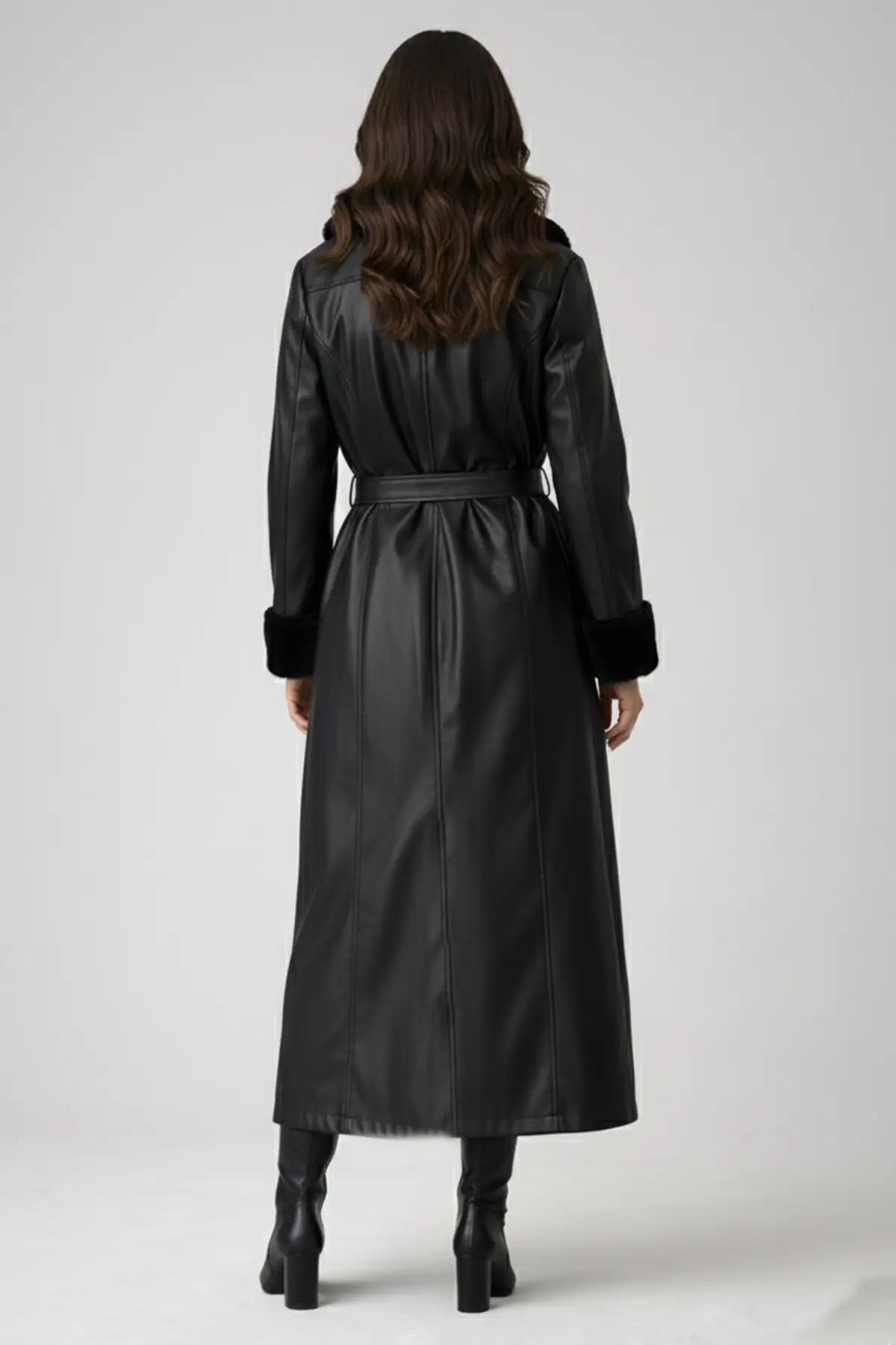 Yakası Ve Kolları Kürk Detaylı Kaban Siyah-detail