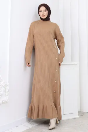 Side Button Ruffle Dress