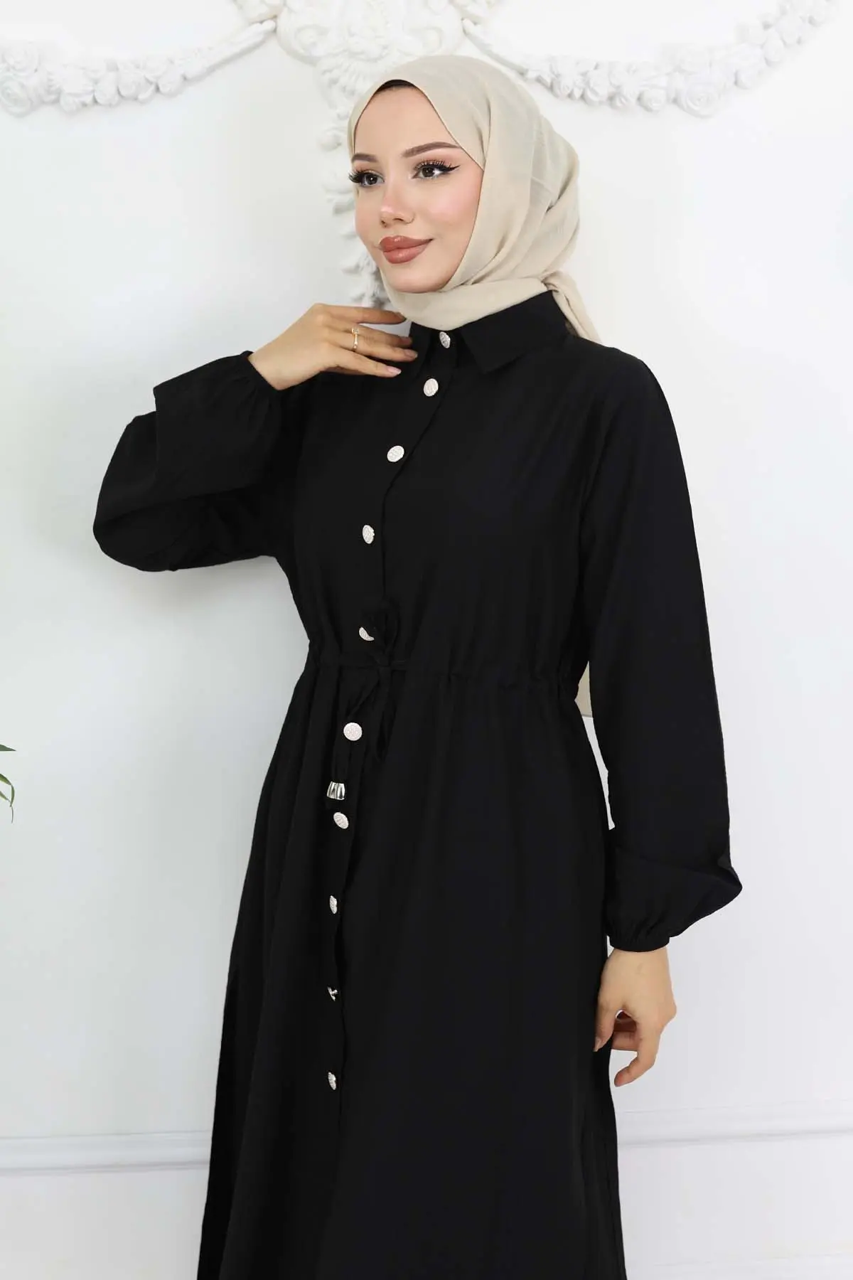 Yandan Yırtmaç Detaylı Tunik Pantolon Takım Siyah 4770-detail