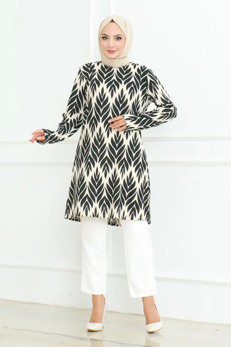 Yandan Yırtmaçlı Krep Tunik-detail