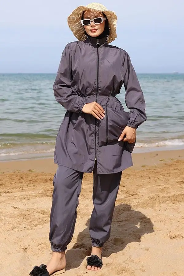 Yanları Lastikli Çantalı Tesettür Mayo-detail