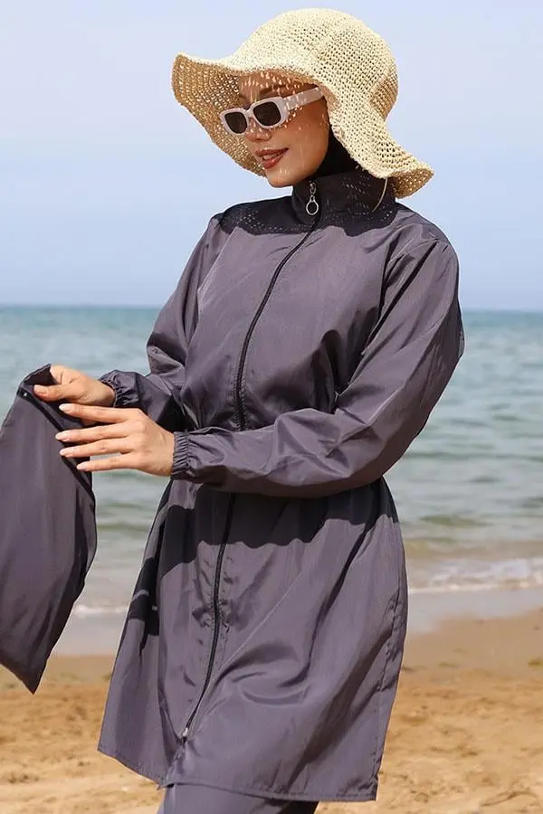 Yanları Lastikli Çantalı Tesettür Mayo-detail