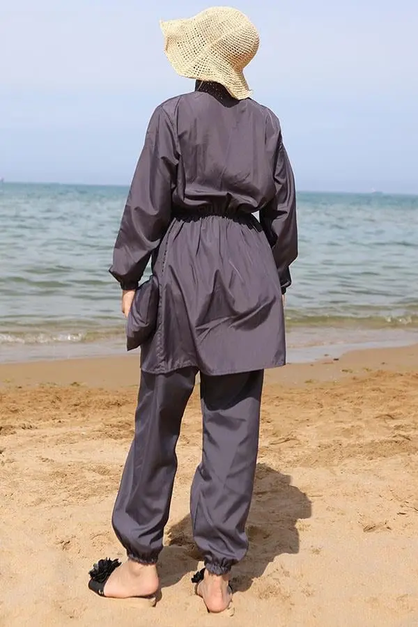 Yanları Lastikli Çantalı Tesettür Mayo-detail