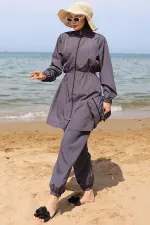 Yanları Lastikli Çantalı Tesettür Mayo