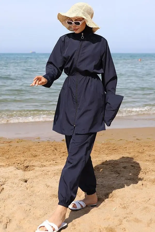 Yanları Lastikli Çantalı Tesettür Mayo-detail