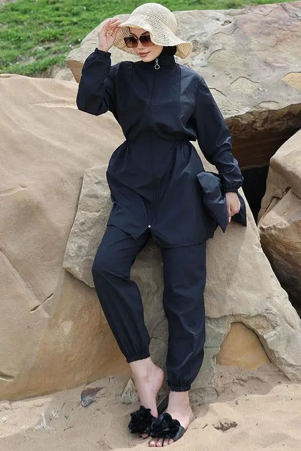 Yanları Lastikli Çantalı Tesettür Mayo-detail