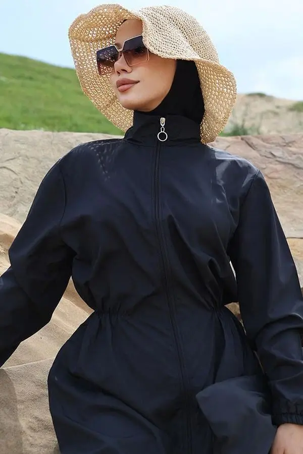 Yanları Lastikli Çantalı Tesettür Mayo-detail