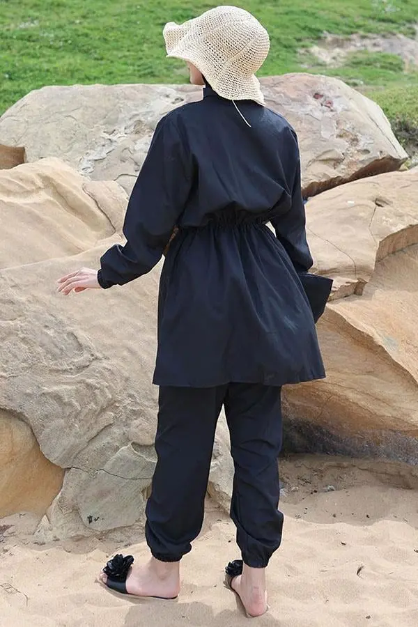 Yanları Lastikli Çantalı Tesettür Mayo-detail