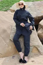 Yanları Lastikli Çantalı Tesettür Mayo