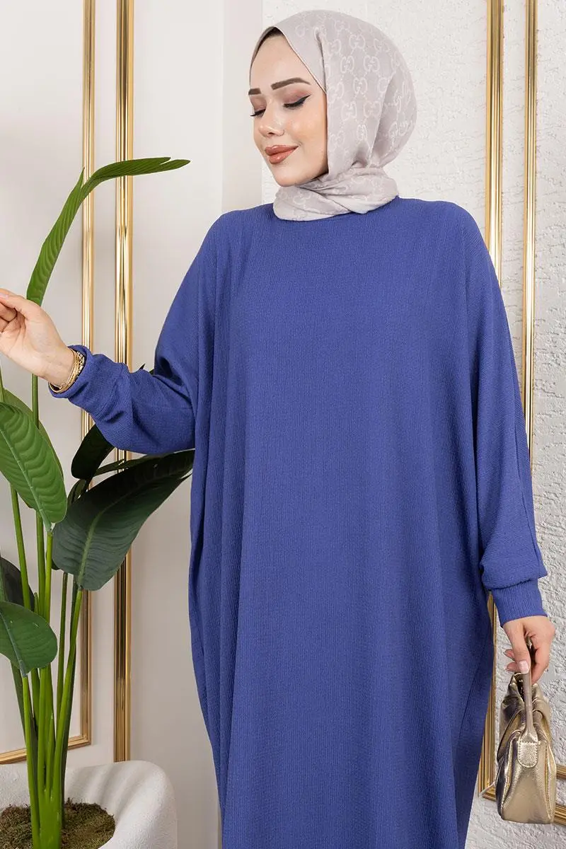 Yarasa Kollu Bürümcük Elbise-detail