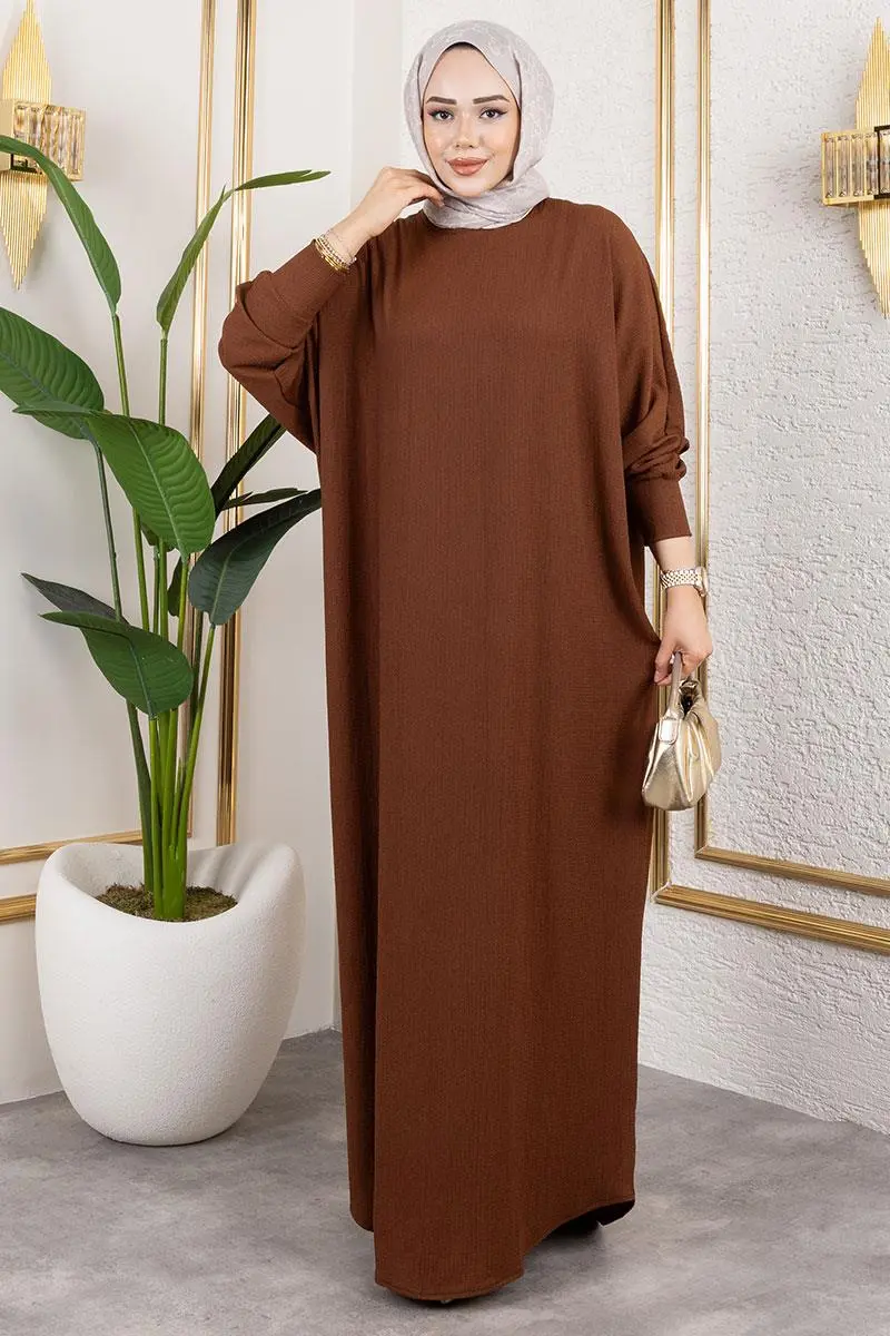 Yarasa Kollu Bürümcük Elbise-detail