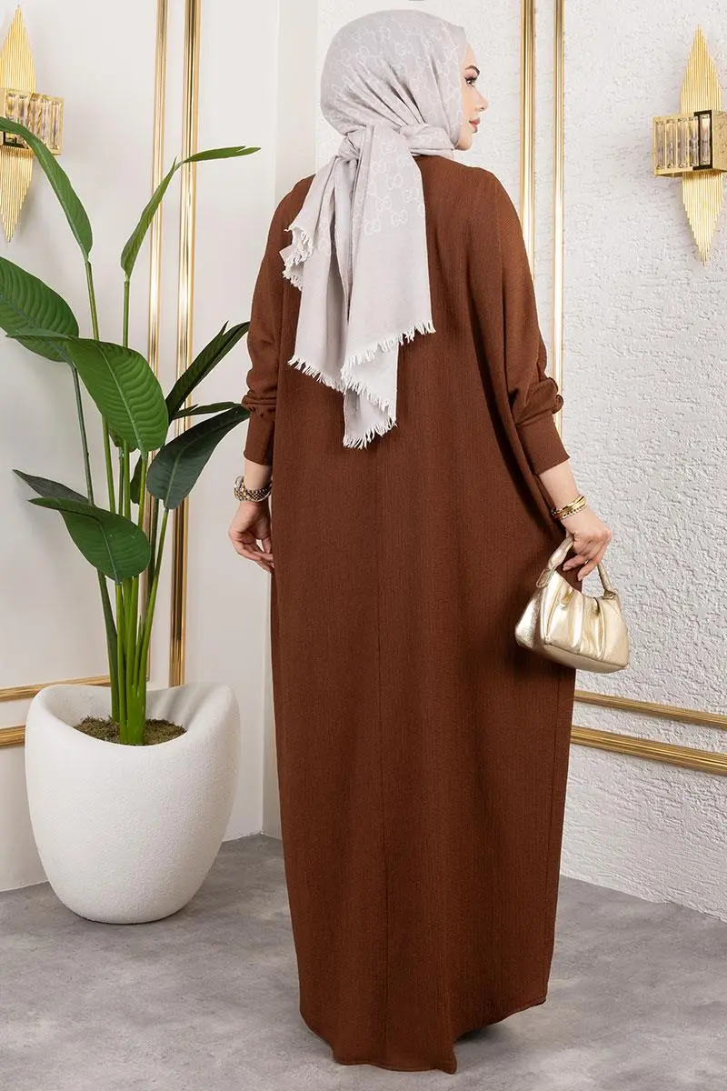 Yarasa Kollu Bürümcük Elbise-detail