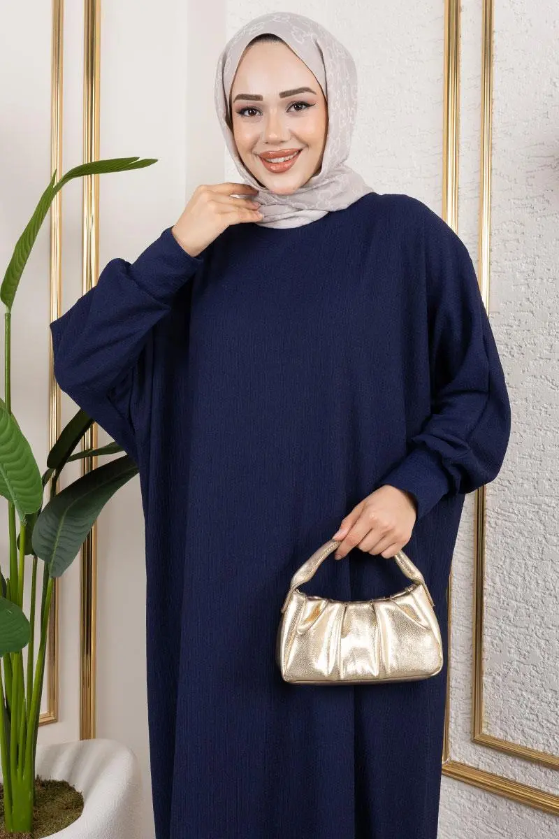 Yarasa Kollu Bürümcük Elbise-detail