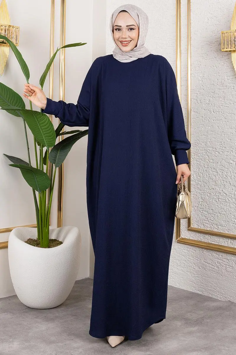 Yarasa Kollu Bürümcük Elbise-detail