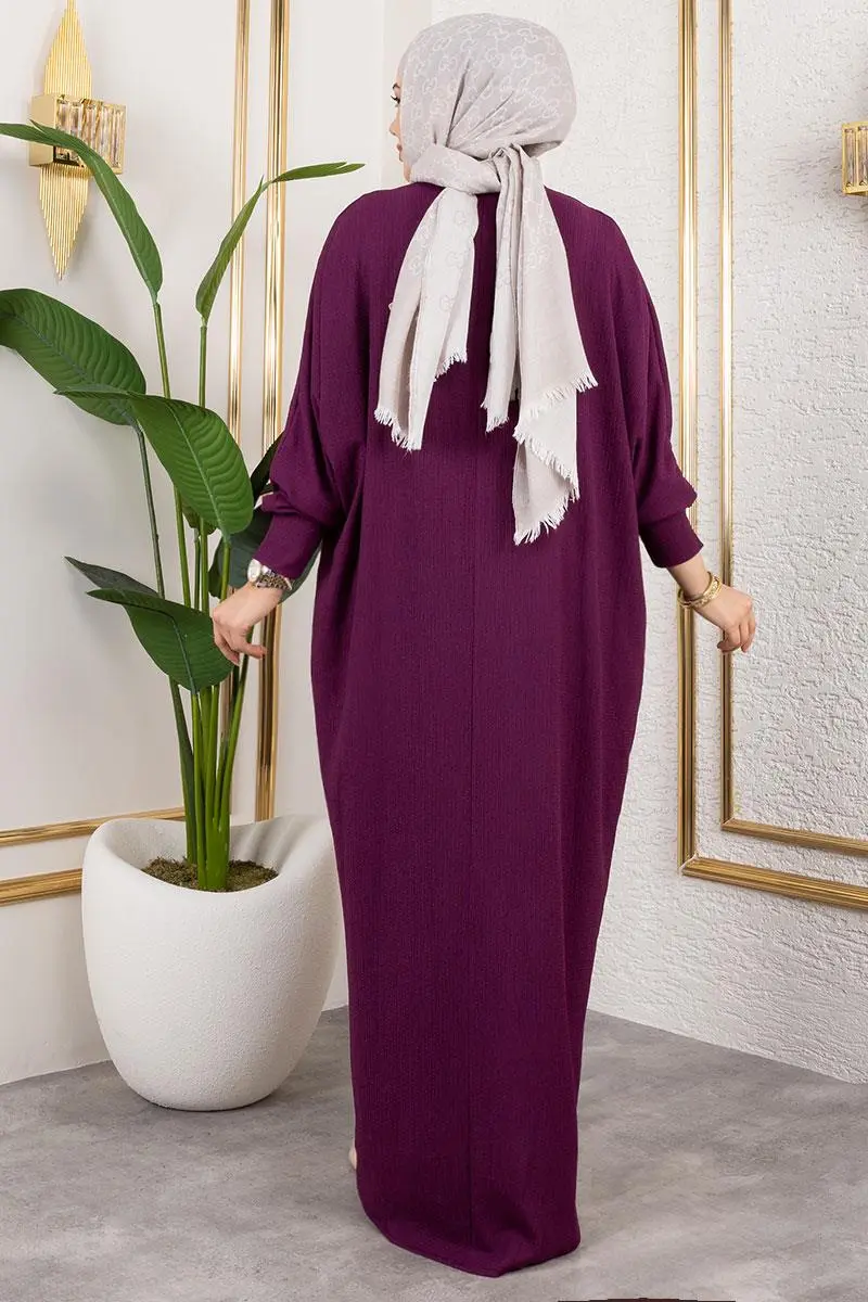 Yarasa Kollu Bürümcük Elbise-detail