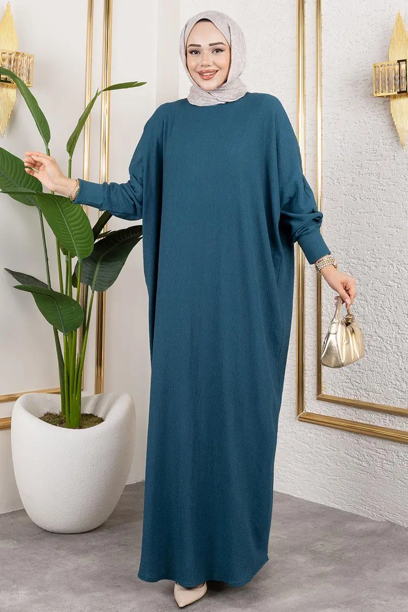 Yarasa Kollu Bürümcük Elbise-detail