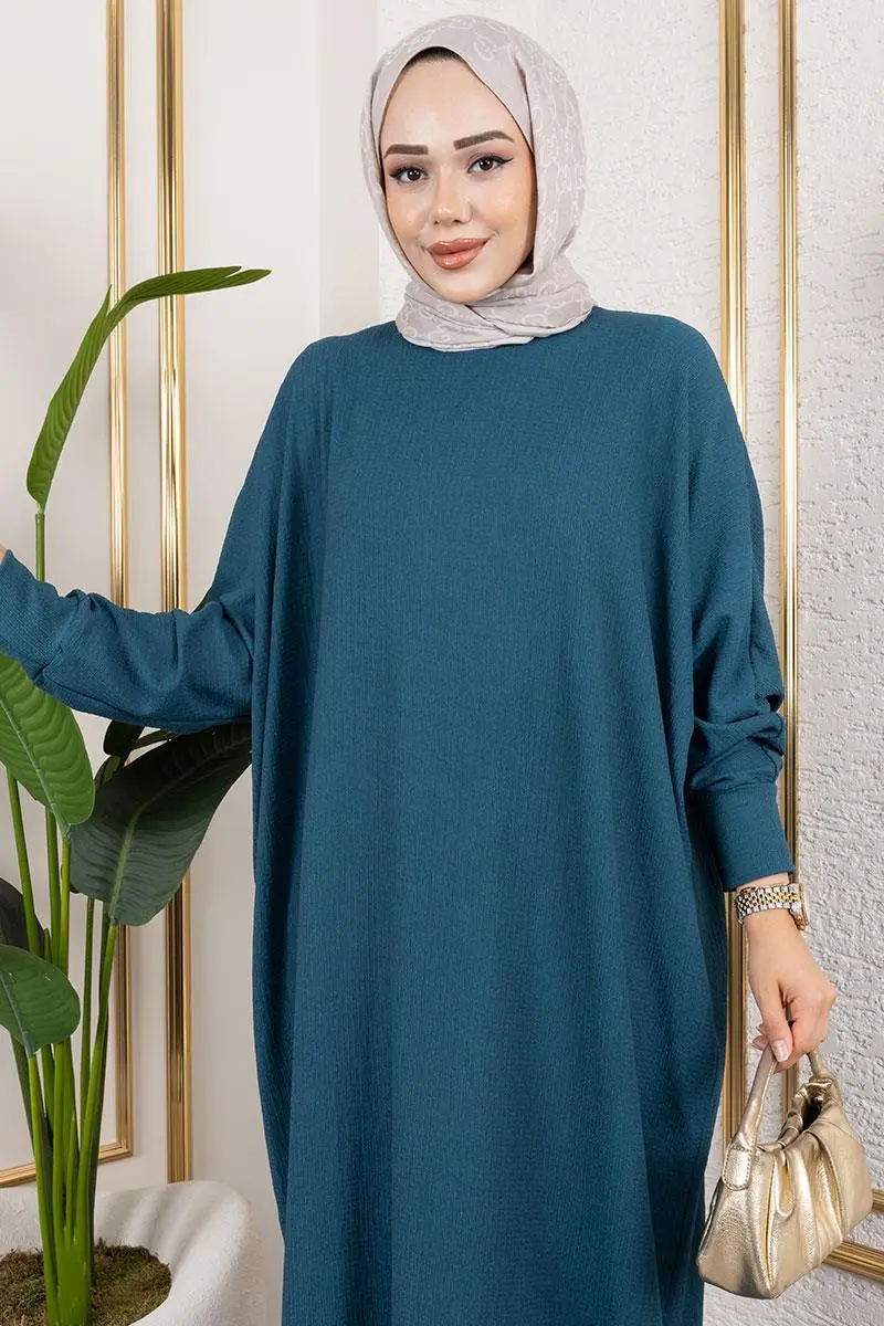 Yarasa Kollu Bürümcük Elbise-detail