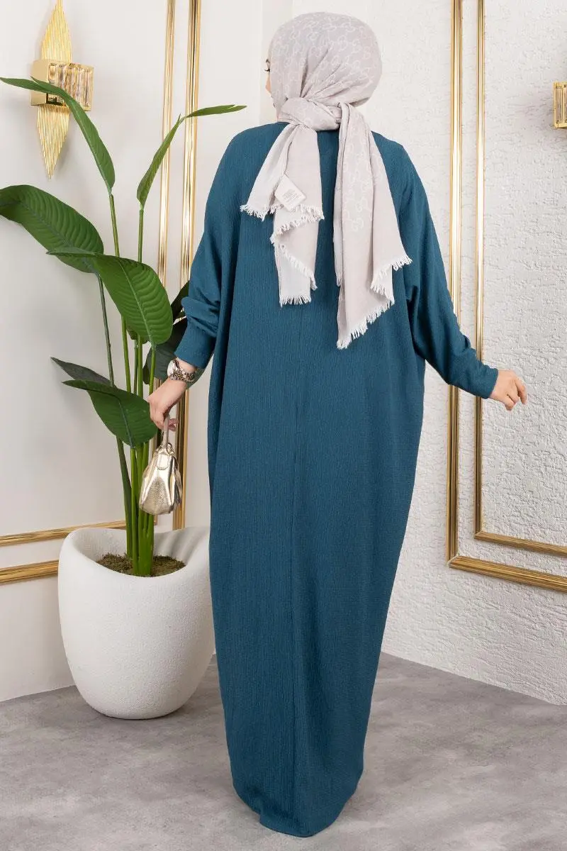 Yarasa Kollu Bürümcük Elbise-detail