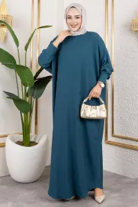 Yarasa Kollu Bürümcük Elbise