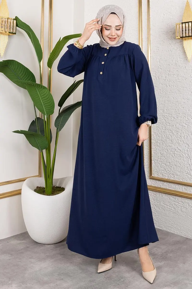 Yarım Düğmeli Aerobin Elbise Lacivert-detail