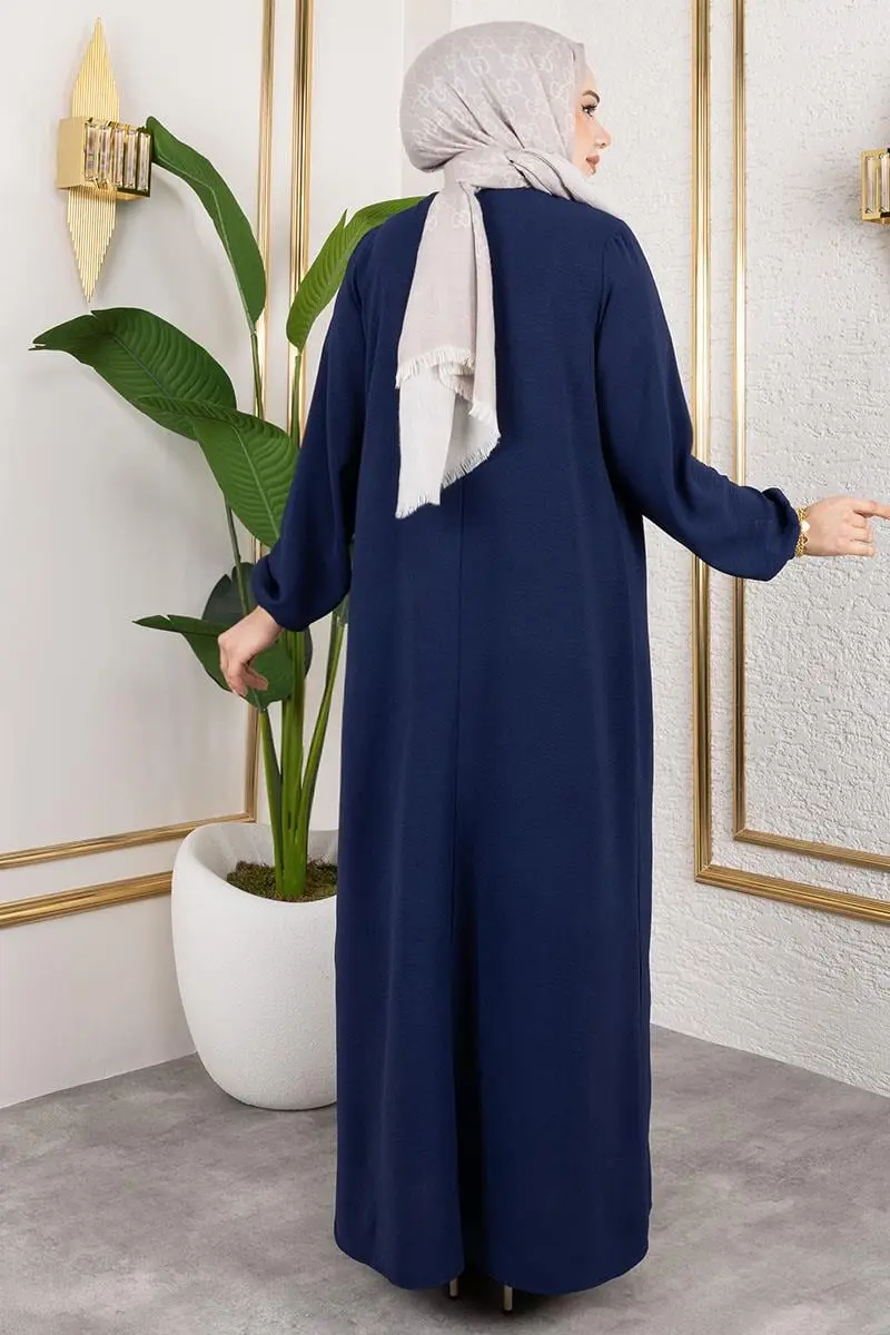 Yarım Düğmeli Aerobin Elbise Lacivert-detail