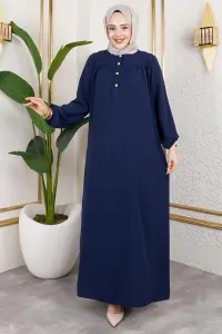 Yarım Düğmeli Aerobin Elbise Lacivert