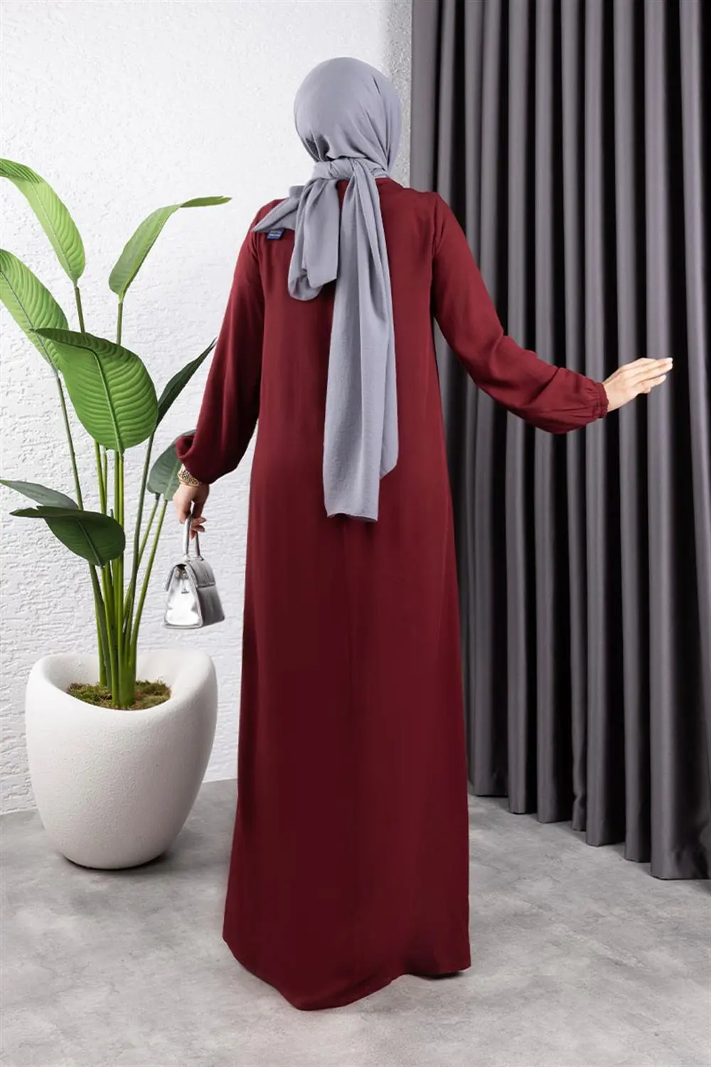 Yarım Düğmeli Viskon Elbise-detail