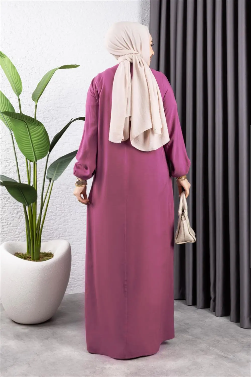 Yarım Düğmeli Viskon Elbise-detail