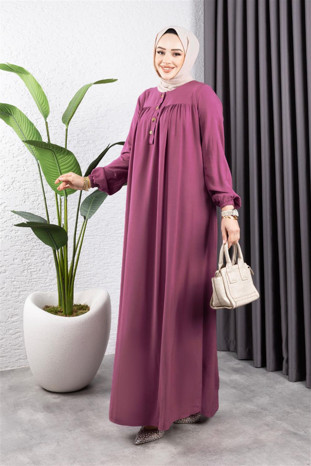 Half Buttoned Viscose Dress