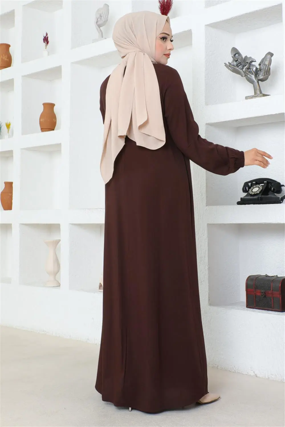 Yarım Düğmeli Viskon Elbise-detail