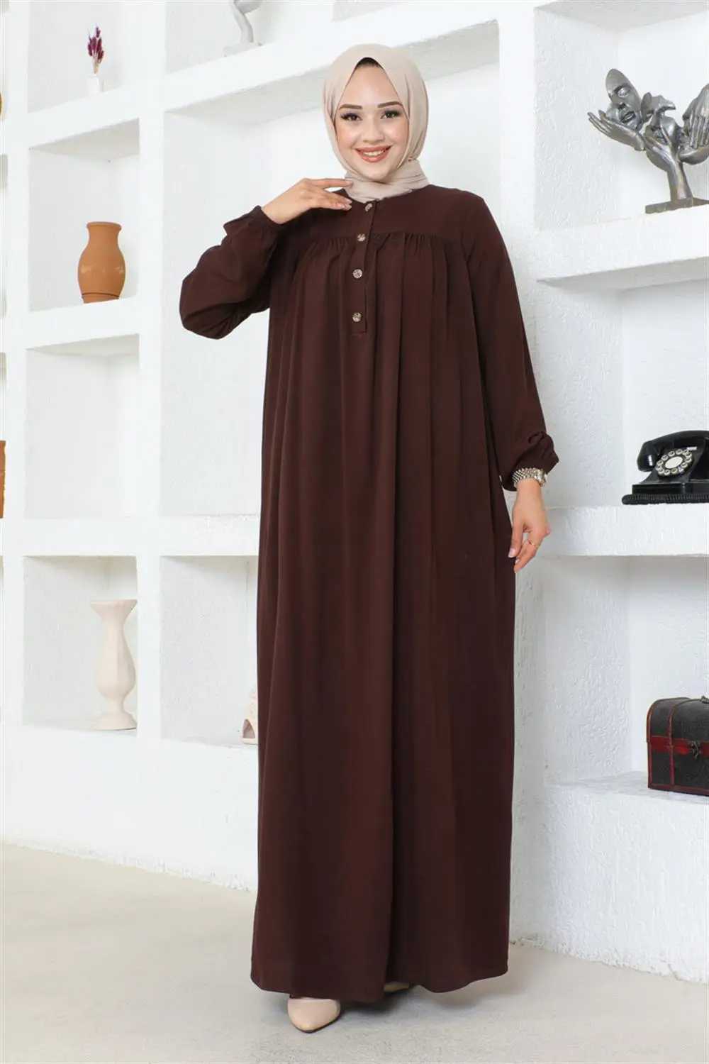 Yarım Düğmeli Viskon Elbise-detail