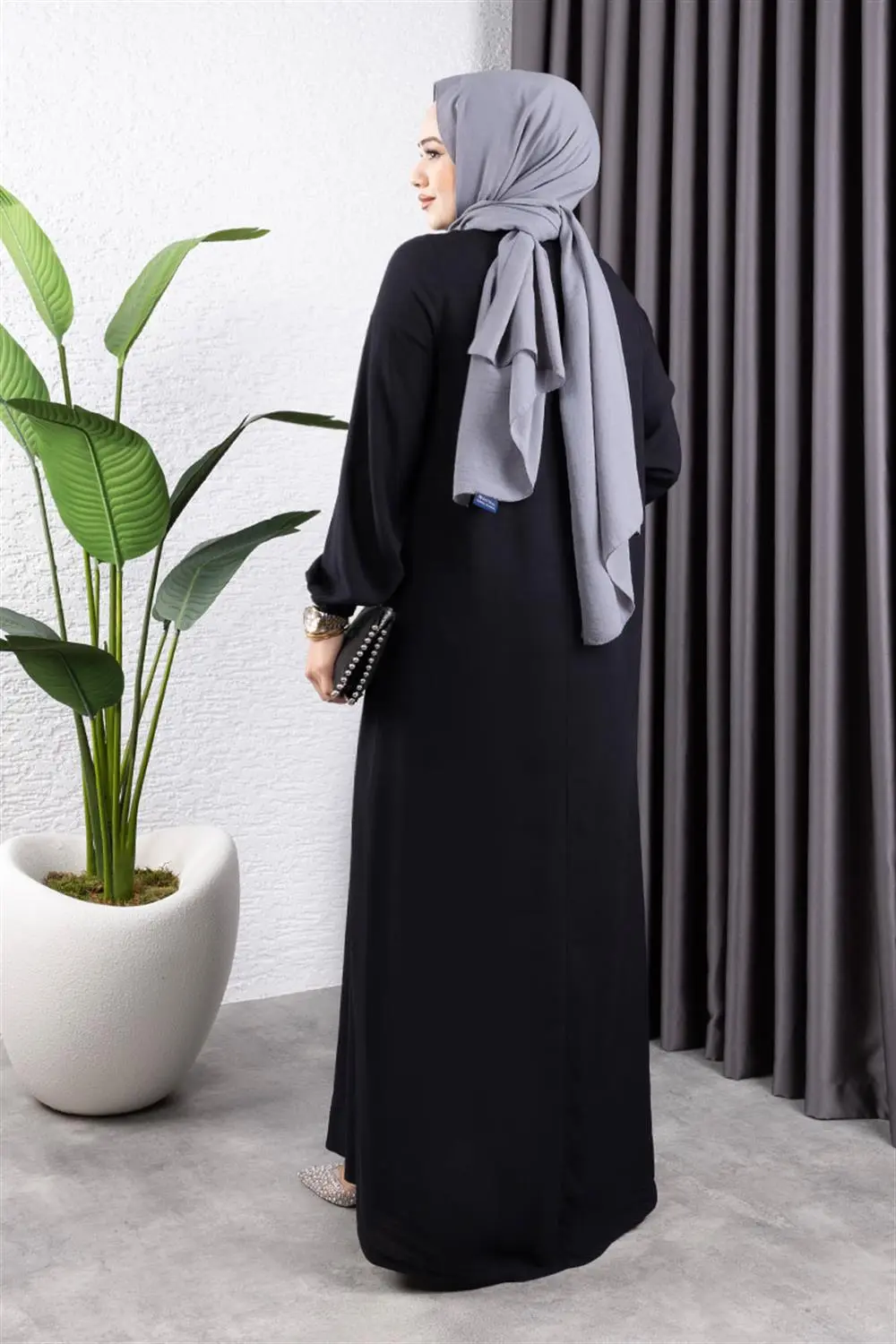 Yarım Düğmeli Viskon Elbise-detail